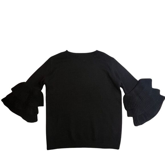 IJOAH Sweater Womens Small Black Boho Knit Hippie Tiered Layered Bell Sleeves - Picture 6 of 13